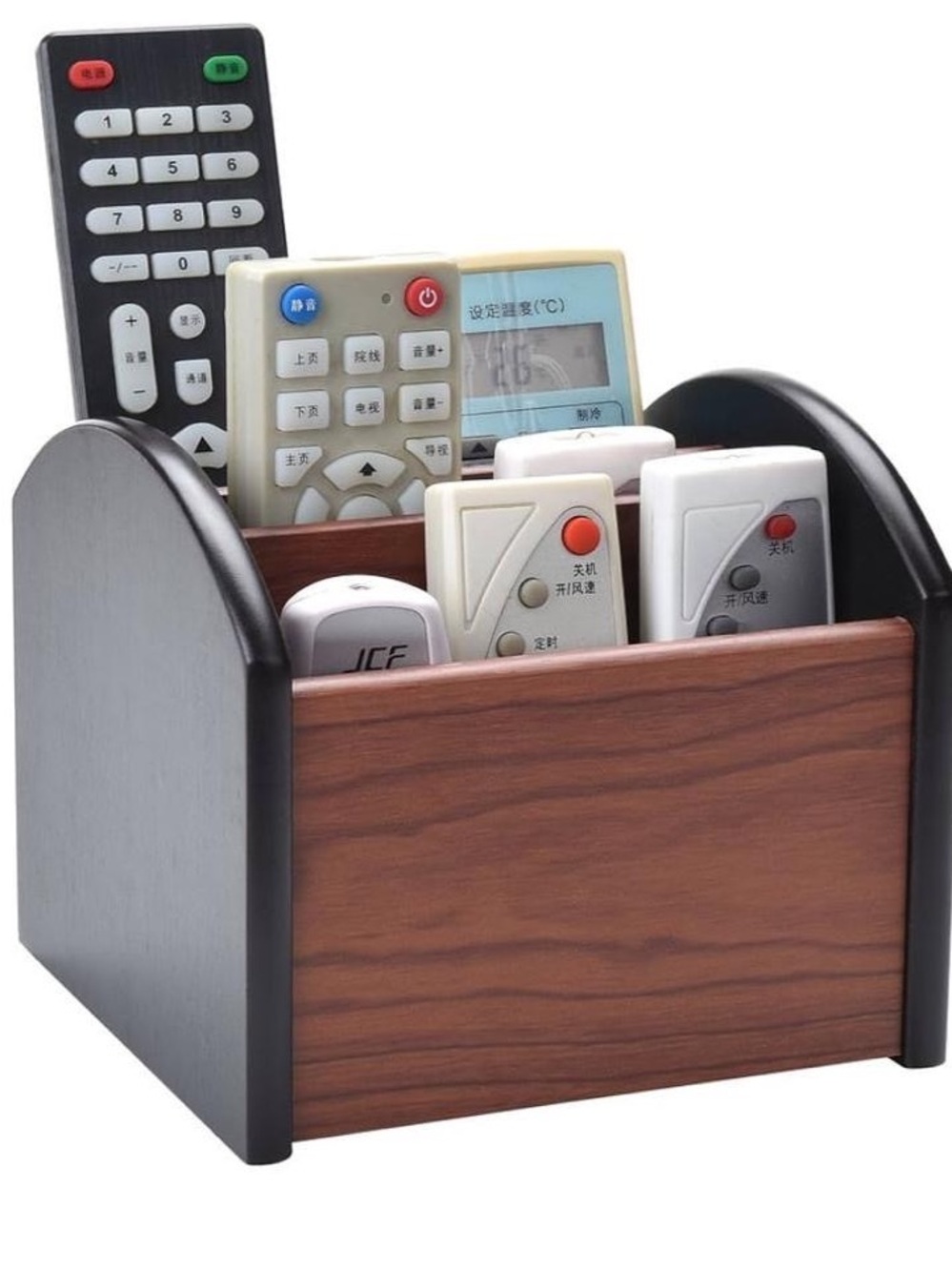 Wood Grain Remote Holder Organizer in Brown and Black